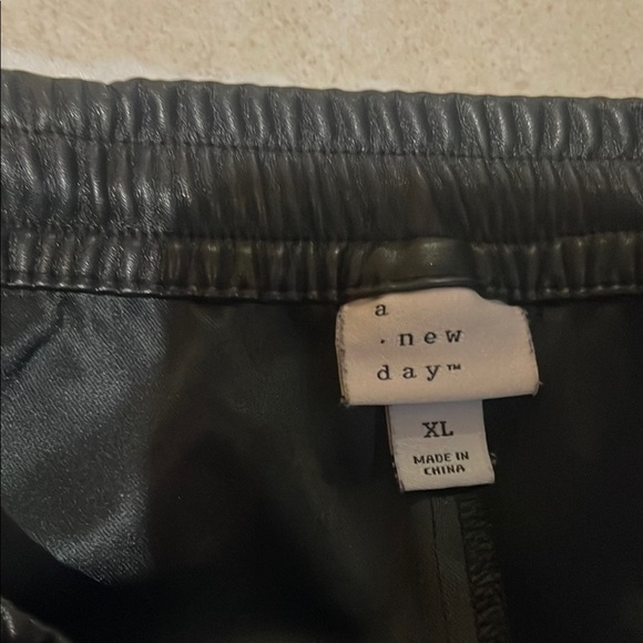 Black Leather Jogger Pants - Picture 2 of 3